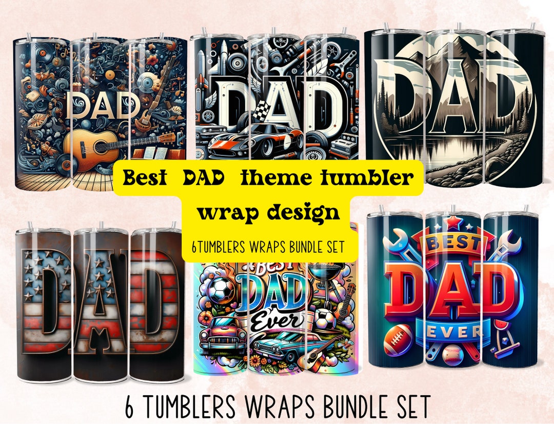20oz Dad Tumbler Wrap Bundle, Father's Day Design Set Skinny Tumbler ...