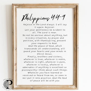 Philippians 4:4-9  bible verse wall art scripture ,Printable blessing wall art digital download rejoice in the Lord always Be Anxious