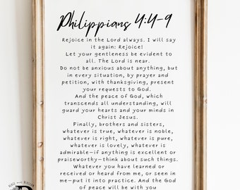Philippians 4:4-9  bible verse wall art scripture ,Printable blessing wall art digital download rejoice in the Lord always Be Anxious
