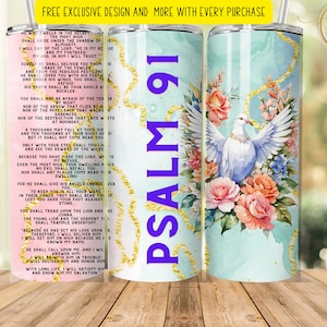 Christian Bible Verse psalm 91  Skinny Tumbler Designs | Inspirational Sublimation Templates | 20oz Tumbler PNG | religious gifts I psalm 91