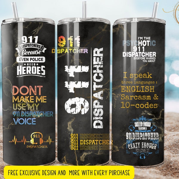 20 oz  911 dispatcher funny  tumbler wrap 3d    Skinny Tumbler Designs | Sublimation Templates | 20oz Tumbler PNG | Digital Download