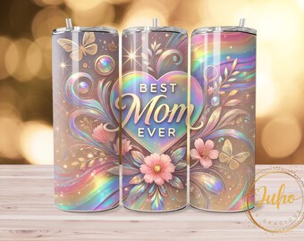 Vaso de 20 oz "Mejor mamá del mundo" con diseño para sublimación / Vaso delgado de 20 oz con diseño PNG, regalo para mamá, regalo para el Día de la Madre