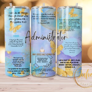 administrador afirmación escritura vaso Envolturas de sublimación / 20oz Tumbler PNG vaso delgado descarga digital administrador regalo