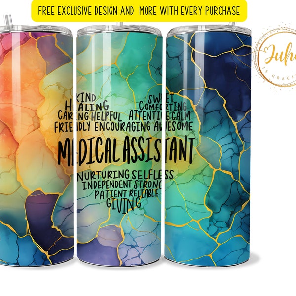 Medical assistant heart  tumbler Sublimation wraps | 20oz Tumbler PNG skinny tumbler digital download medical assistant appreciation gift