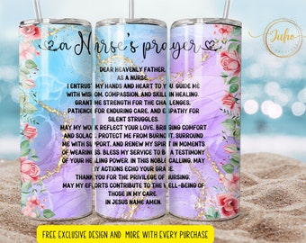Nurse prayer 20 oz Skinny Tumbler Sublimation Nurse Wrap Design  Tumbler