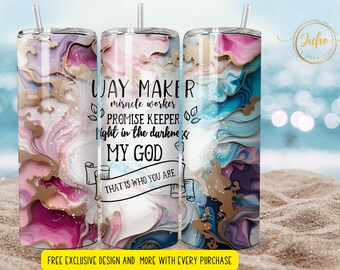 Miracle worker christian 20 oz Skinny Tumbler Sublimation Design Template Download PNG DIGITALbible verse tumbler wrap png