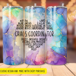 chaos coordinator  tumbler Sublimation wraps | 20oz Tumbler PNG skinny tumbler digital download ,  teacher appreciation gift