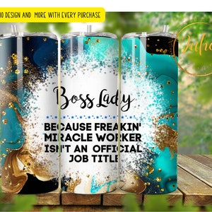 20 oz  boss lady  Skinny Tumbler Sublimation   Skinny Tumbler Designs | Sublimation Templates | 20oz Tumbler PNG | Digital Download