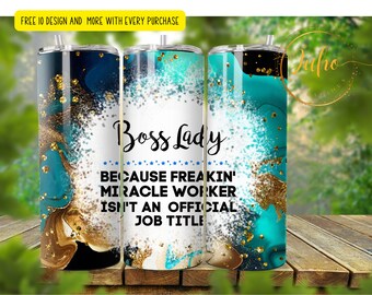 20 oz  boss lady  Skinny Tumbler Sublimation   Skinny Tumbler Designs | Sublimation Templates | 20oz Tumbler PNG | Digital Download
