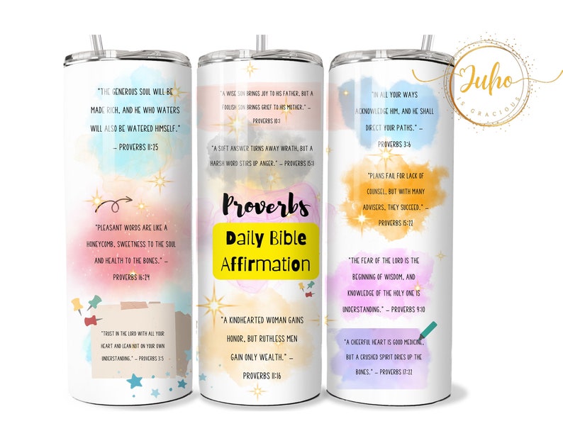 Daily Bible Affirmation Proverbs Skinny Tumbler Designs | Inspirational ...