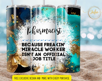 Pharmacist  20 oz Skinny Tumbler Sublimation   Skinny Tumbler Designs | Sublimation Templates | 20oz Tumbler PNG | Digital Download