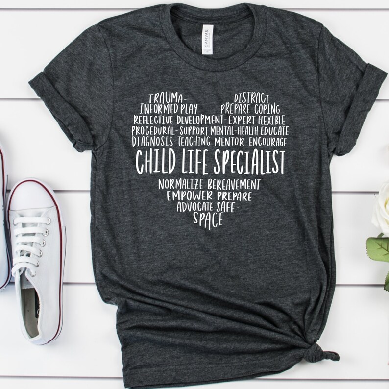 Child life specialist heart saying tshirt Etsy