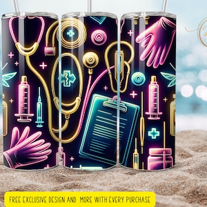 medical assistant neon 20 oz  Skinny Tumbler Designs | Sublimation Templates | 20oz Tumbler PNG | medical   team  wrap Tumbler , tumbler png