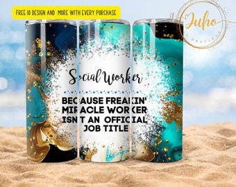 20 oz  social worker  Skinny Tumbler Sublimation   Skinny Tumbler Designs | Sublimation Templates | 20oz Tumbler PNG | Digital Download