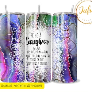 i am  caregiver    tumbler wrap    Skinny Tumbler Designs | Sublimation Templates | 20oz Tumbler PNG | Digital Download caregiver tumbler