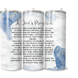 20 onzas Carta de oración de papá vaso del día del padre Diseños de vaso delgado / Plantillas de sublimación / Vaso de 20 oz PNG / para envolver a papá Vaso