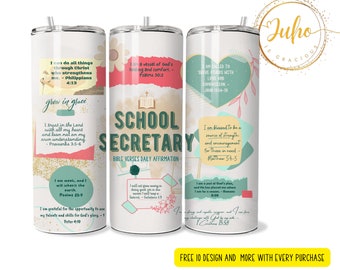 school secretary tumbler affirmation   Skinny Tumbler wrap  Designs | Sublimation Templates | 20oz Tumbler PNG | secretary  gift Tumbler