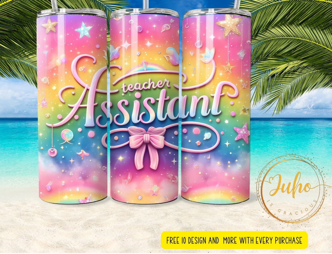 20 Oz Seamless Teacher Assistant Tumbler Wrap Skinny Tumbler Designs ...