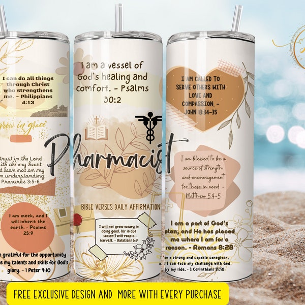 Pharmacist  affirmation tumbler 20 oz Skinny Tumbler Sublimation   Skinny Tumbler Designs | Sublimation Templates | 20oz Tumbler PNG