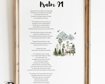 Psalm 91  Bible Print , christian wall art print , bible verse art print