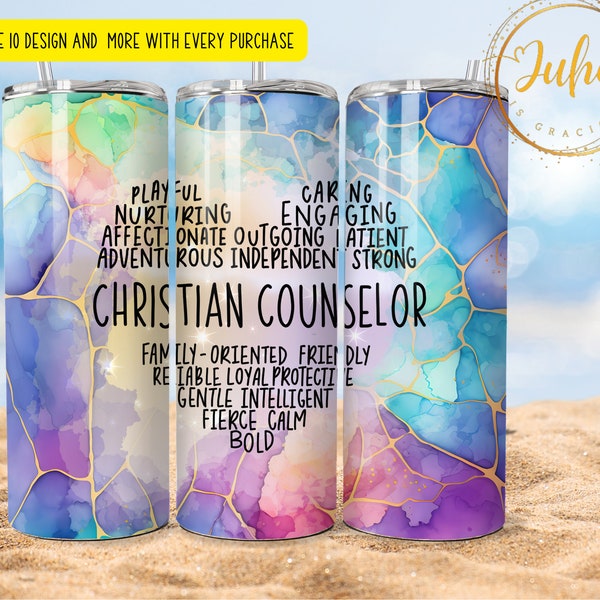 christian counselor    Skinny Tumbler Designs | Sublimation Templates | 20oz Tumbler PNG | christian wrap Tumbler