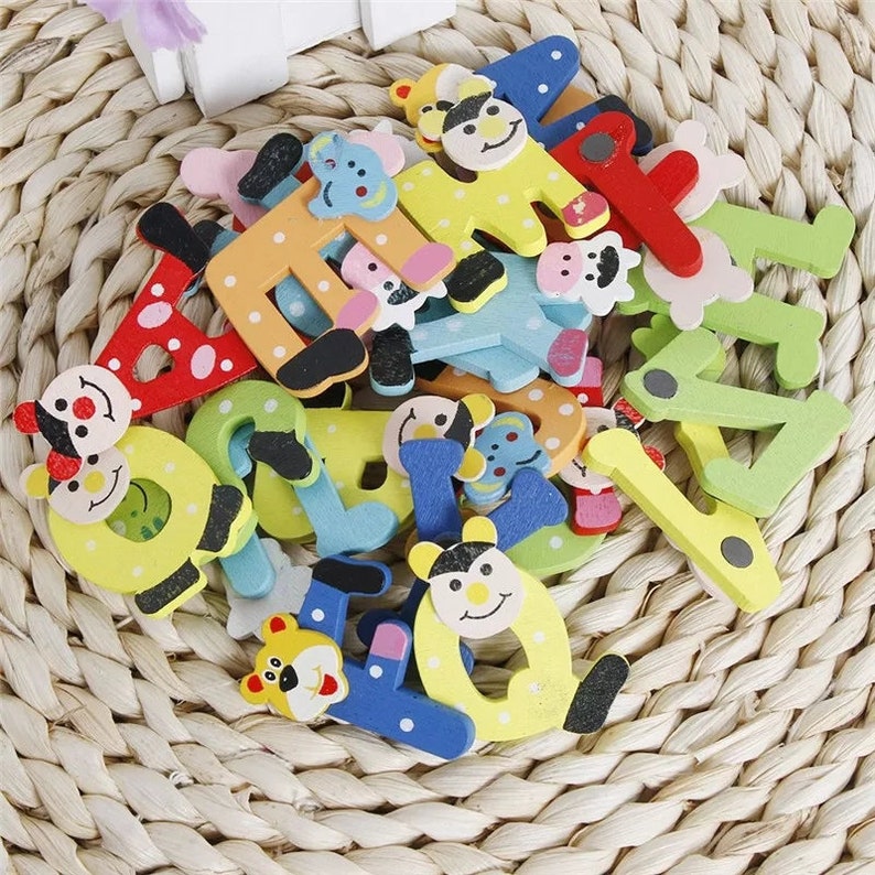 26 wooden Letters Kids Wooden Alphabet Fridge Etsy