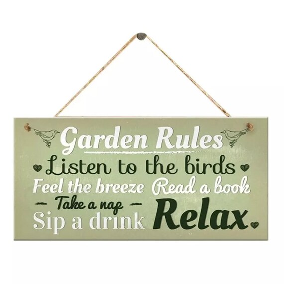 Garden Rules Novelty Hanging Plaque Summerhouse Sign Garden | Etsy UK