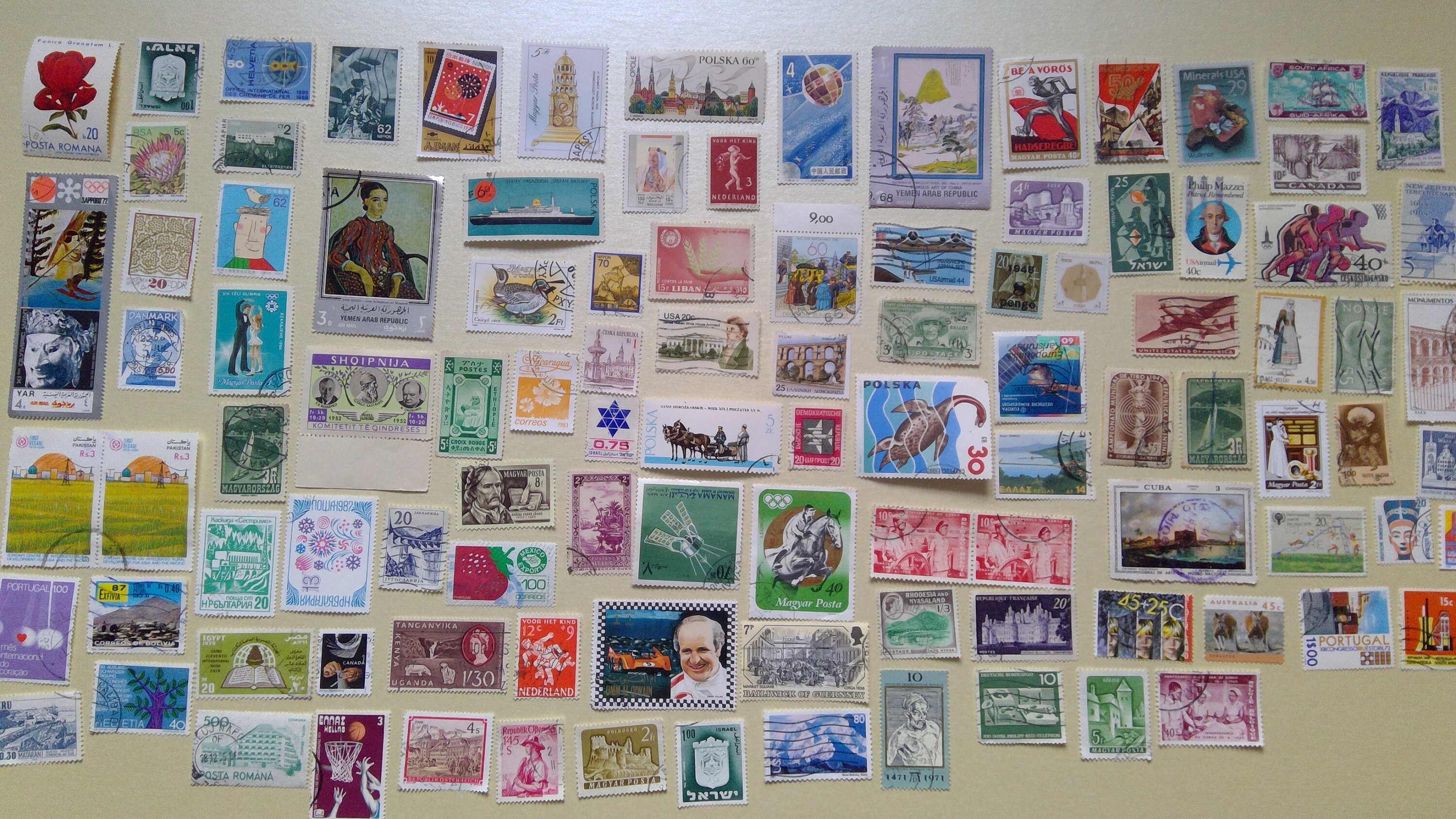 Image of 100 Vintage Postage Stamps From Around The World