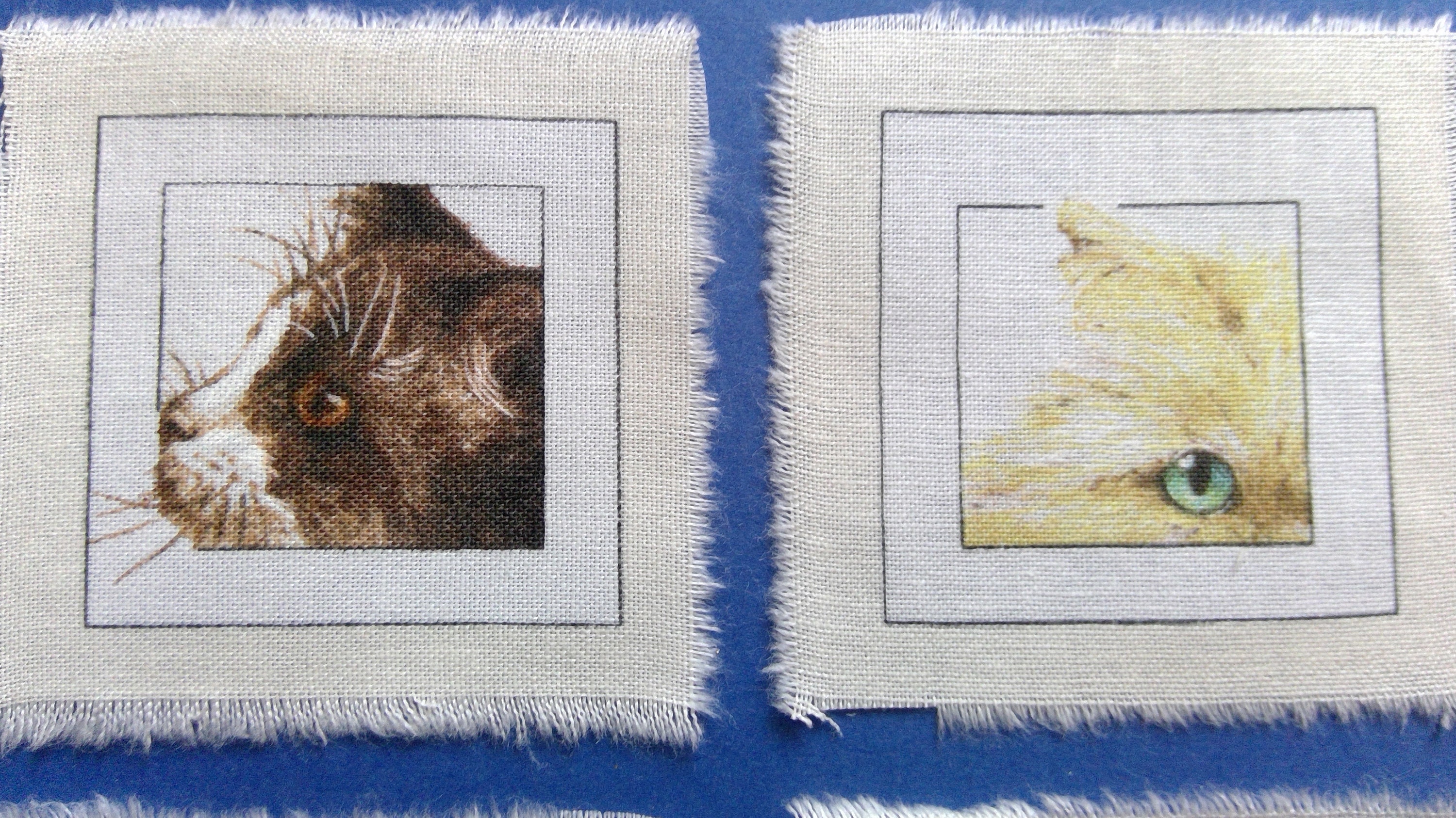 8 Small Fabric Panels Cats 2 1/2 X 2 1/2 6cm | Etsy