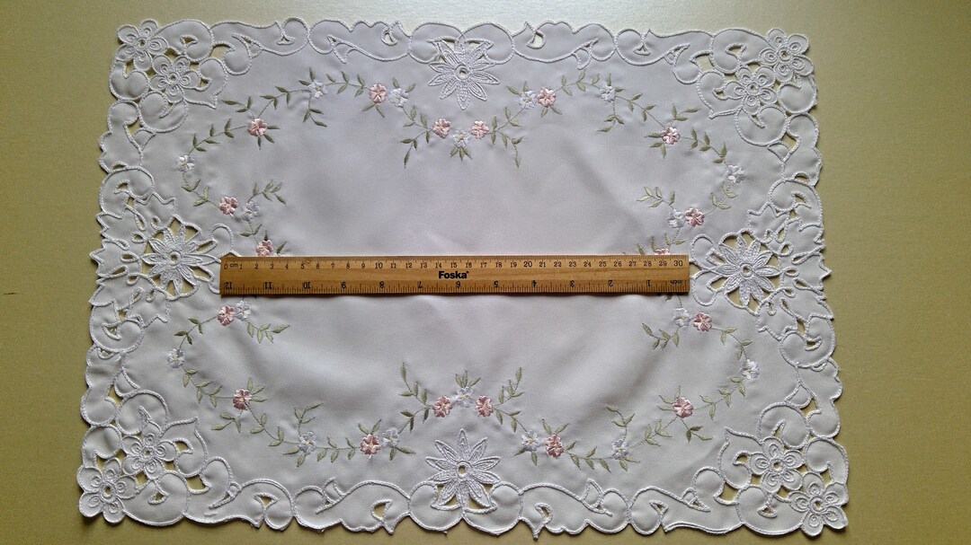 Vintage Dressing Table Mat. Machine Embroidered Cloth 19 Etsy