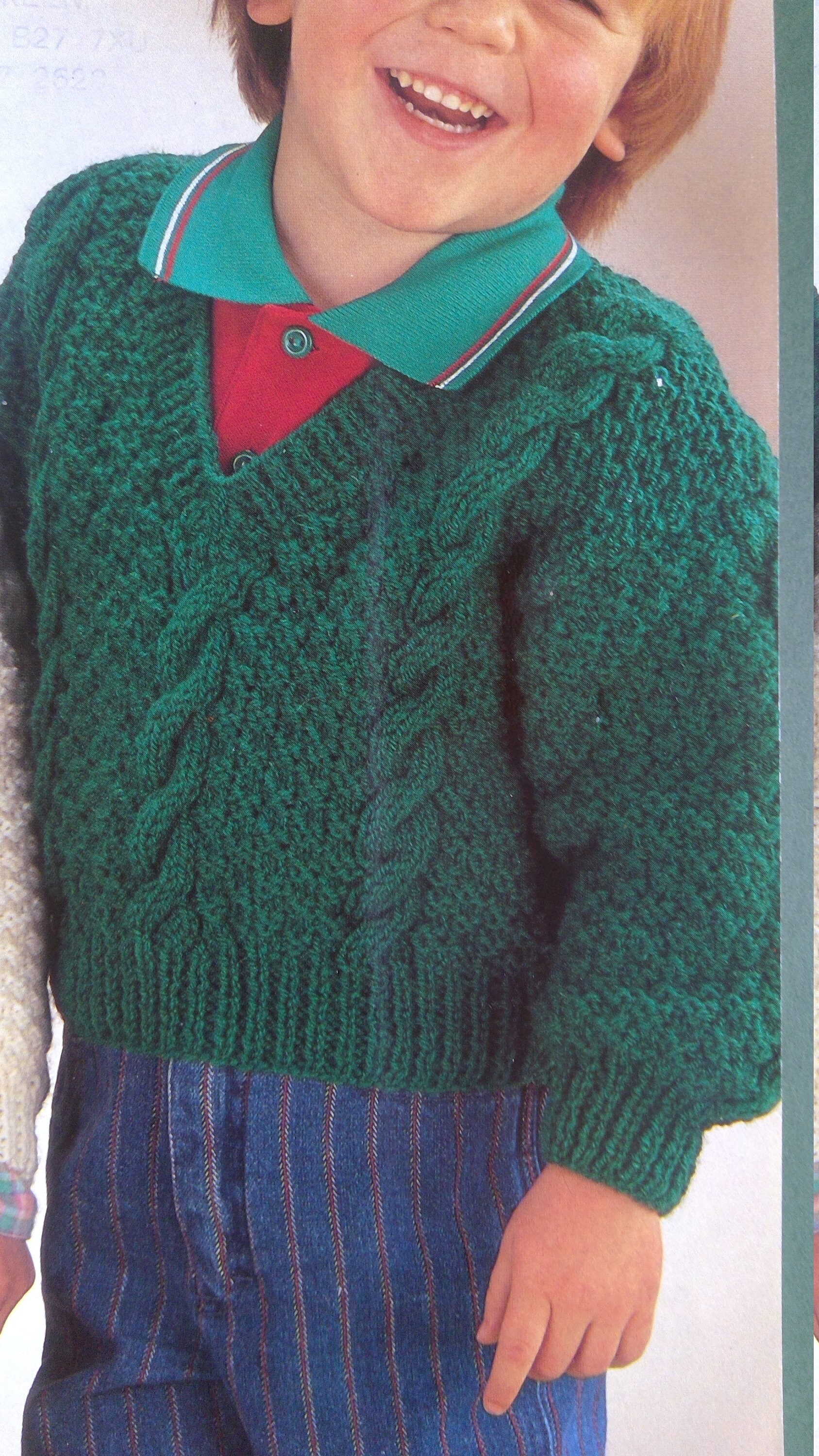 2 children's aran knitting patterns v neck sweaters Etsy