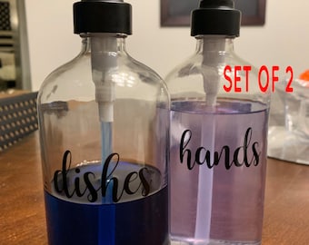 SET OF 2 | Hands, Dishes, Soap, Etc. | Lotion Bottle Vinyl Stickers | Kitchen Label | Sticker Only