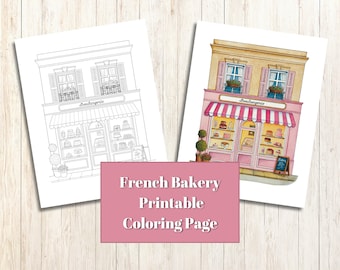 Página para colorir para impressão da padaria francesa