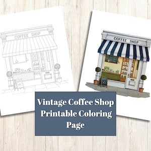 Vintage Coffee Shop Printable Coloring Page
