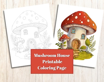 Página para colorir para impressão da casa do cogumelo