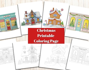 Christmas Coloring Pages: Winter Village Printable (Digital Download)