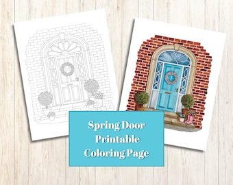 Página para colorir da porta da primavera