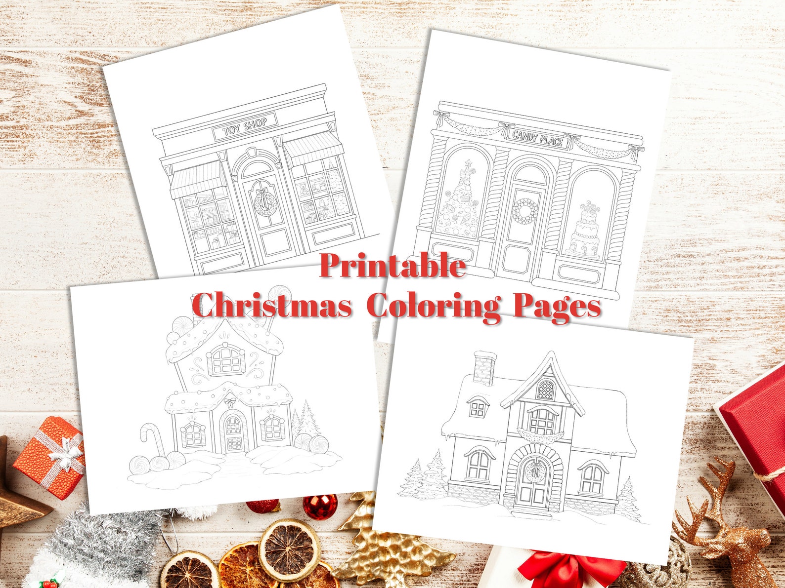 Printable Christmas Coloring Pages Digital Download Coloring Pages ...
