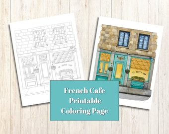 Página para colorir para impressão do Café Francês