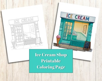 Página para colorir de sorveteria para imprimir