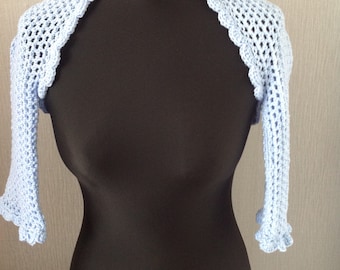 Blue Handmade Crochet Glitter Shrug/Bolero