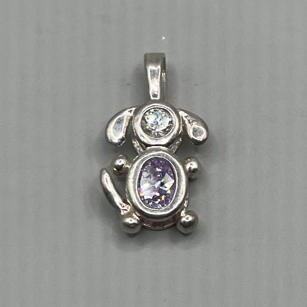 Birthstone Dog Pendant, Silver Dog Charm,  Silver Dog Birthstone Charm, 925 Dog Pendant, Dog Birthstone Pendant, Animal Pendant, Dog Lover