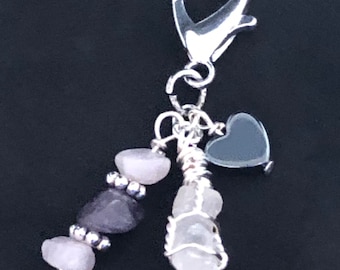 Amethyst & Rose Quartz Crystal Pet Charm, Crystal Collar Charm, Healing Pet Charm, Gemstone Collar Charm, Gemstone Pet Charm