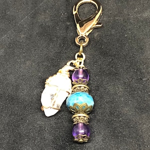 Chrysocolla Amethyst Crystal Pet Charm, Crystal Collar Charm, Healing Gemstone Charm, Collar Charm, Pet Charm, Healing Pet Amulet