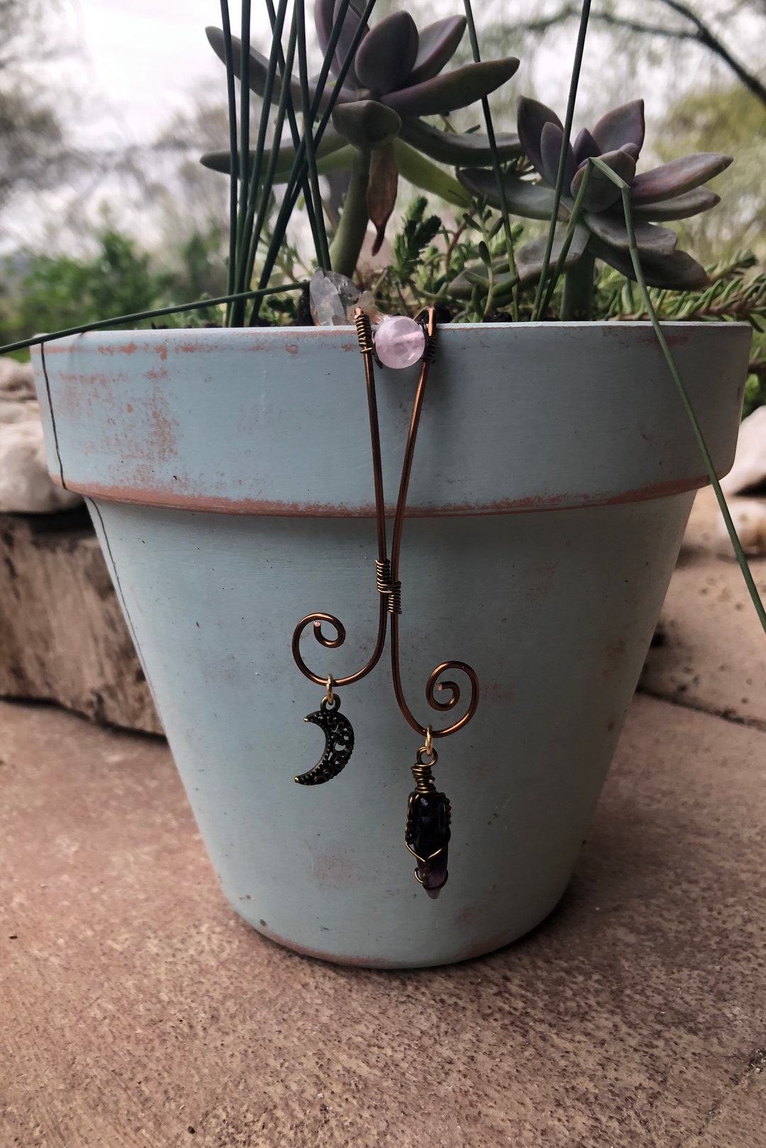 Amethyst Flower Pot Decor, Crystal Flower Pot Hugger, Garden Decor