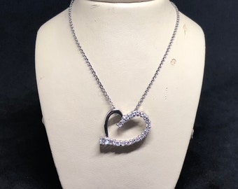 925 CZ Heart Necklace, Necklace, Necklaces, Sterling Silver Necklace, Sterling Silver Jewelry, Heart Necklace