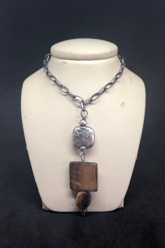 925 Tiger’s Eye Sterling Necklace, Healing Gemston