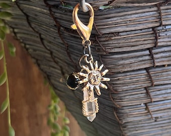 Amuleto protector de ónix y cuarzo para mascotas, amuleto protector de cristal, amuleto protector para mascotas, amuleto protector, amuleto para mascotas, amuleto para collar, amuleto solar para mascotas
