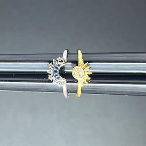 Celestial Sun & Moon Stackable Ring Set, Sun and Moon Bestie Rings, Sun and Moon Paetner Rings, Ring Set, Ring, Rings, Celestial Jewelry