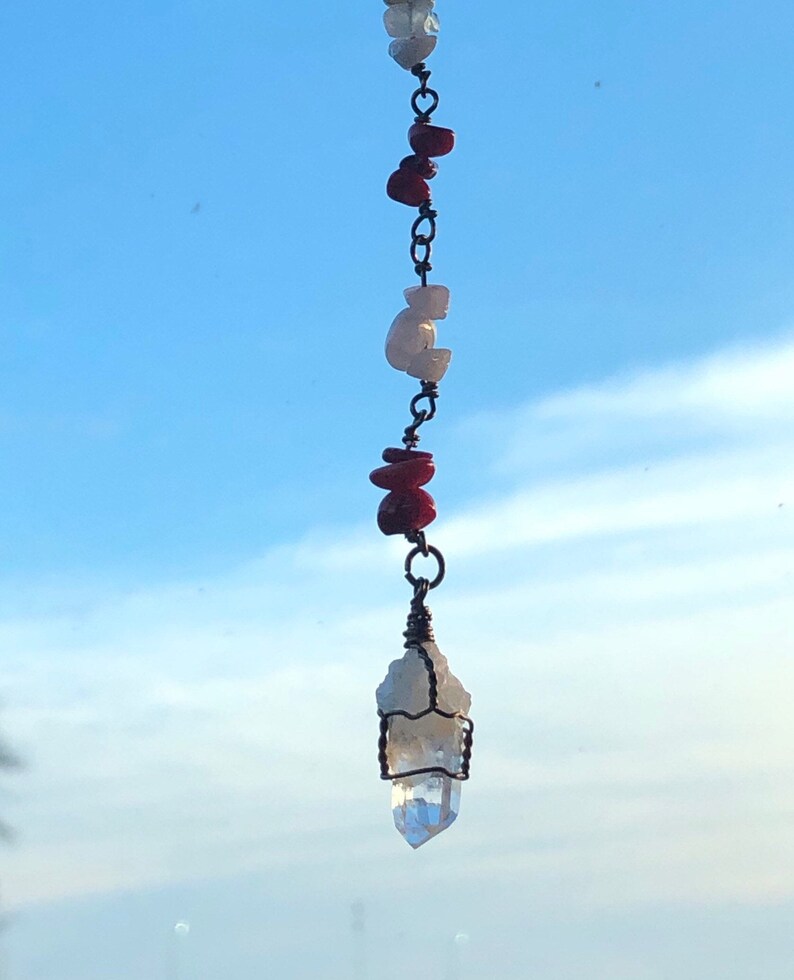 Rose Quartz Suncatcher Valentines Day Suncatcher Crystal Etsy